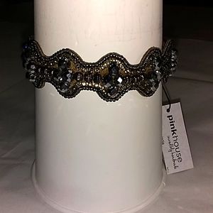 Nwot pink house Faux leather and bead bracelet.